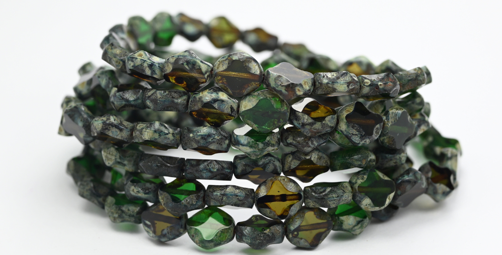 Table Cut Oval Beads, Mixed Colors 2 Travertin (MIX-2-86800), Glass, Czech Republic ~ STRANDED