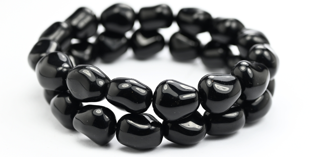 Shaped Stone Like Pressed Glass Beads, Black (23980), Glass, Czech Republic ~ STRANDED