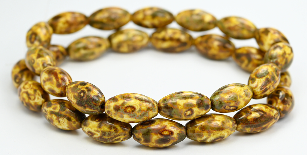 Pressed Beads, White Travertin (02010-86800), Glass, Czech Republic ~ STRANDED