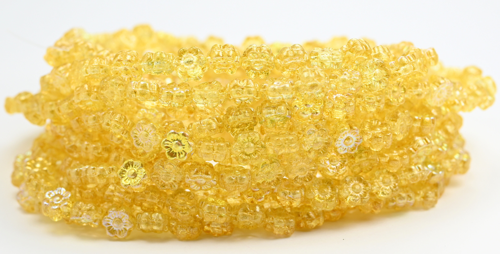 ハワイフラワー プレスガラスビーズ クリスタル ライトイエロー Ab (00030-34302-AB) ガラス チェコ共和国 ~ STRANDED