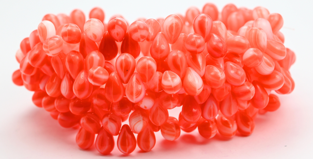 ペアティアドロッププレスガラスビーズ、グリーンパープル(95000B)、ガラス、チェコ共和国〜STRANDED