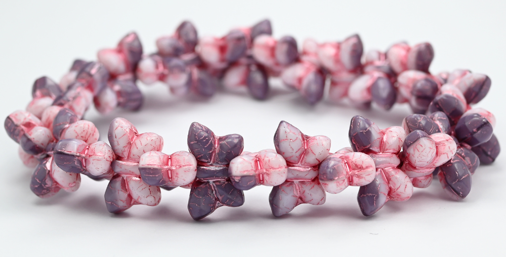 OUTLET 10 grams Simple Butterfly Pressed Glass Beads, 20 x 12 mm, Silk Lavender 4000 Pink Lined (24010-04000-54321), Glass, Czech Republic