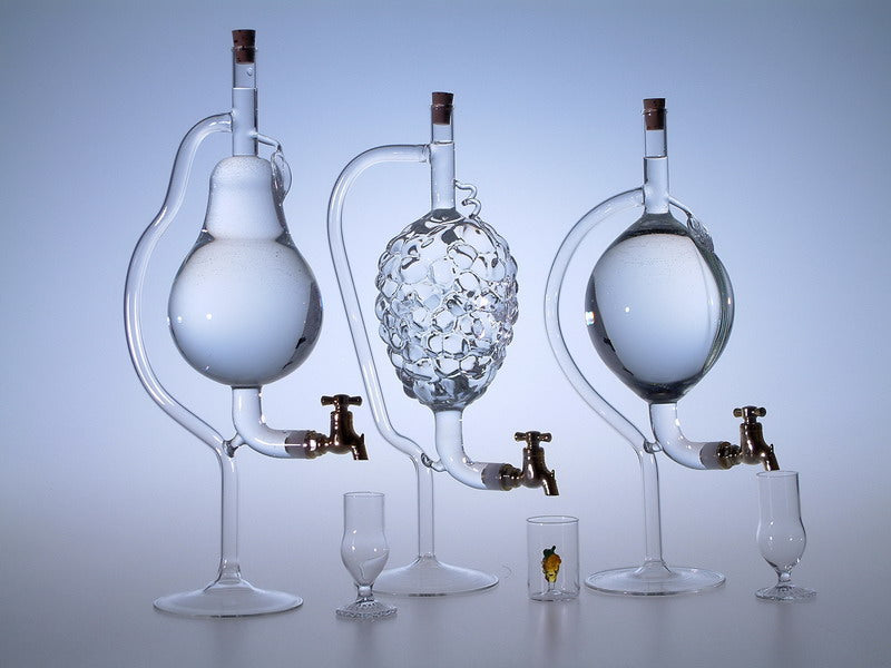 Friut Shaped Empty bottle on stand - pear, Glass, Czech Republic