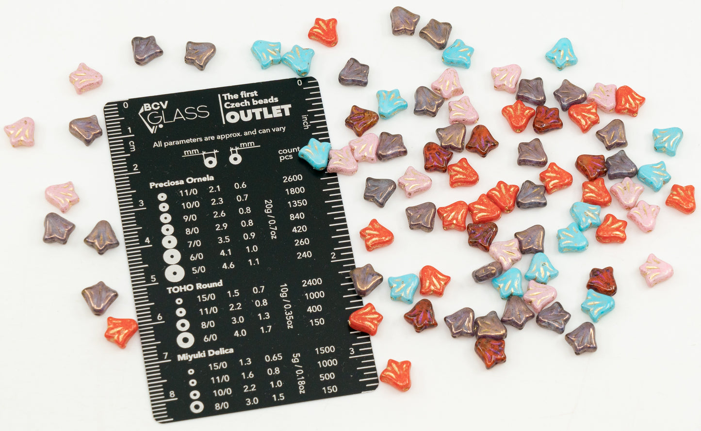 Lily Flower Glass Beads for Jewelry Making, Czech Republic, 9 x 9 mm, Mixed Colors (Mix)