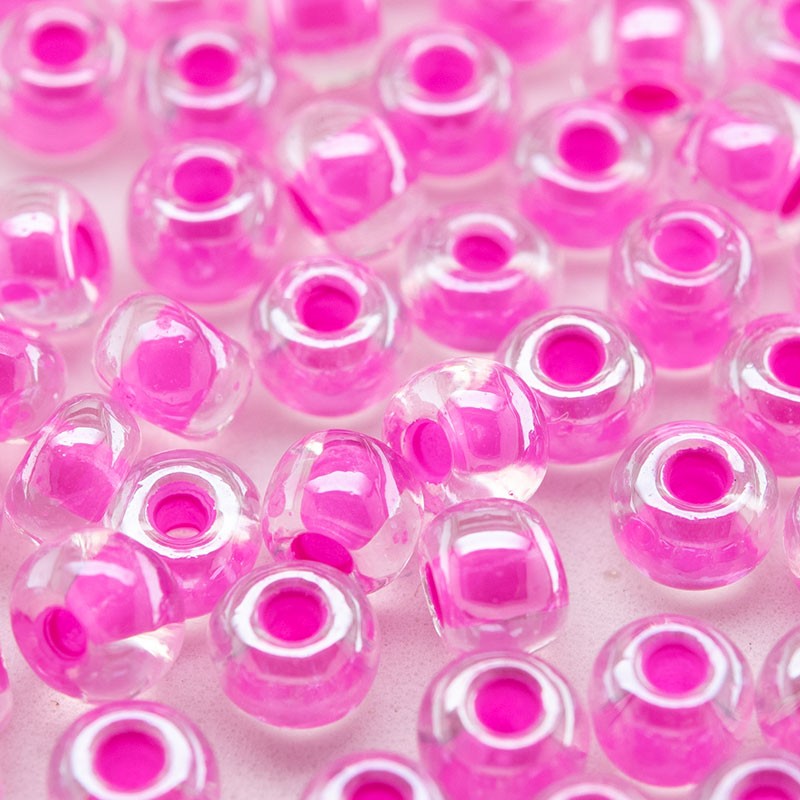 OUTLET 10 grams Preciosa Ornela Rocailles Seed Beads, Crystal Pink Lined (Crystal Pink Lined), Glass, Czech Republic