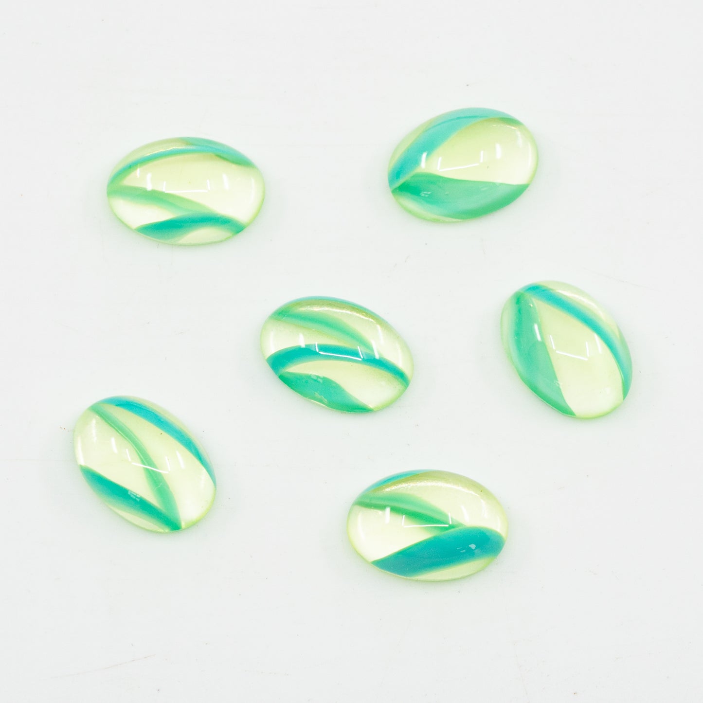 Oval Cabochons Flat Back Crystal Glass Stone, Yellow Turquoise Twisted (80130-63122), Czech Republic