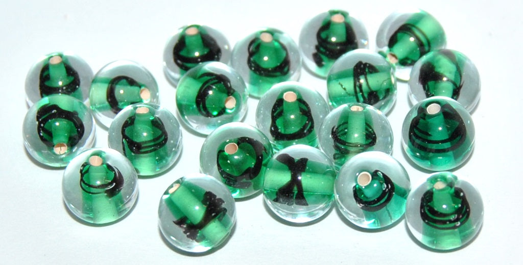 Czech Glass Hand Made Round Lampwork Beads, (10 I), Glass, Czech Republic