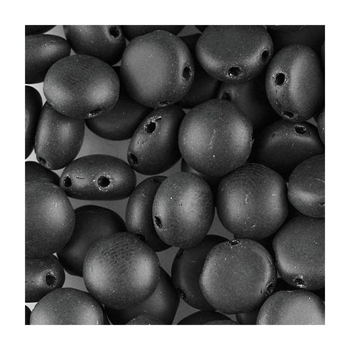 PRECIOSA Candy beads 2-hole round glass cabochon Black Matt Glass Czech Republic
