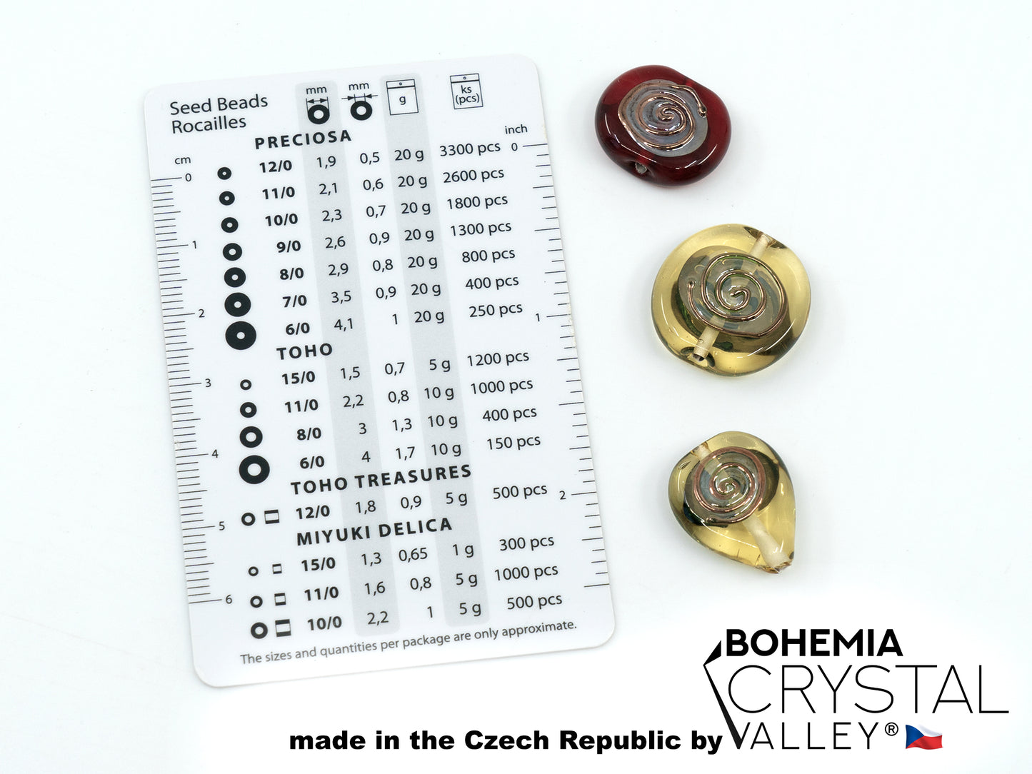 30 pcs Lampwork Beads 536 / Flat Oval (271-90-149), Handmade, Preciosa Glass, Czech Republic