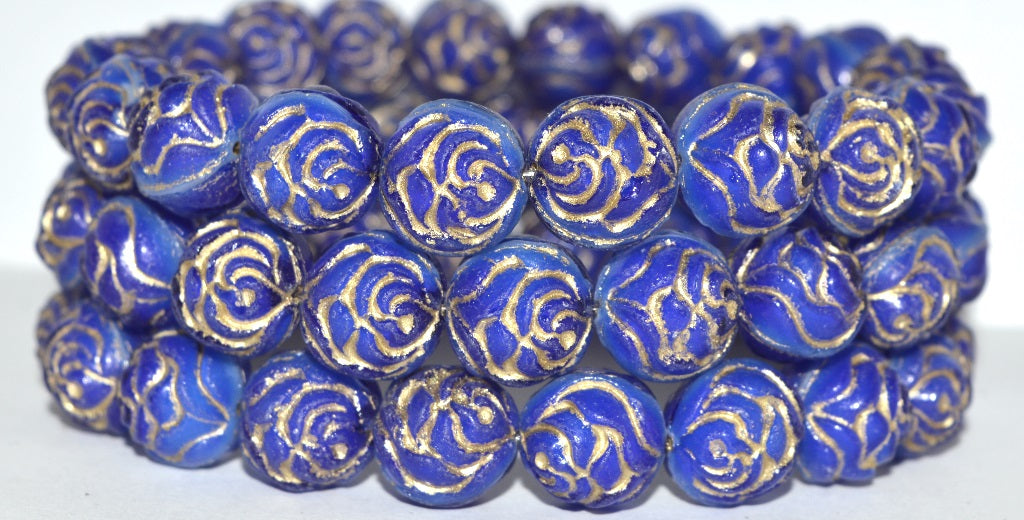 Round Rose Pressed Glass Beads, (37005 54202), Glass, Czech Republic