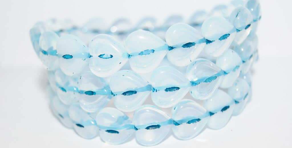 Heart Pressed Glass Beads, (01000B 46460), Glass, Czech Republic