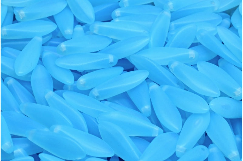 Dagger Beads, Opal Aqua Matte (61010-84100), Glass, Czech Republic