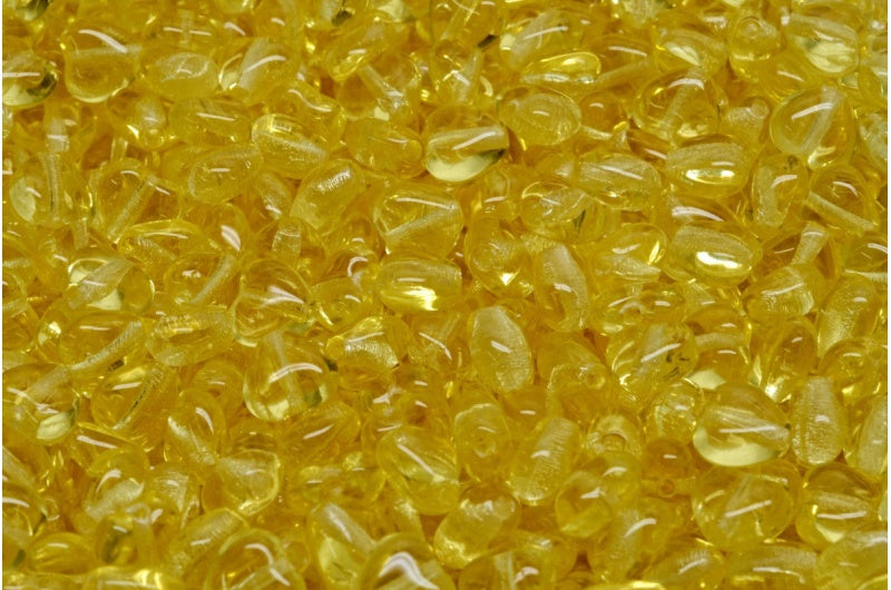 Heart Beads, Transparent Yellow (80120), Glass, Czech Republic