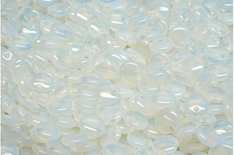 レンズ豆ビーズ、オパールホワイト(01000)、ガラス、チェコ共和国