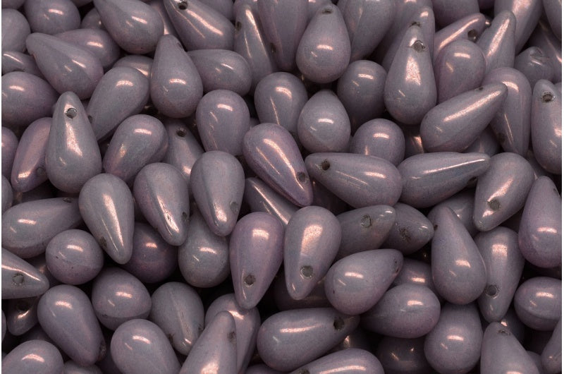 ドロップビーズ、白紫(02010-15726)、ガラス、チェコ共和国