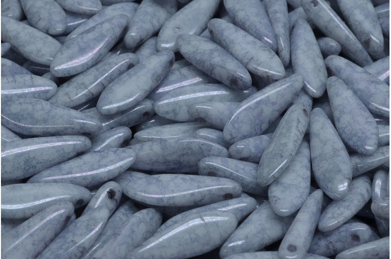 ダガービーズ、ホワイトテラコッタブルー(02010-15464)、ガラス、チェコ共和国