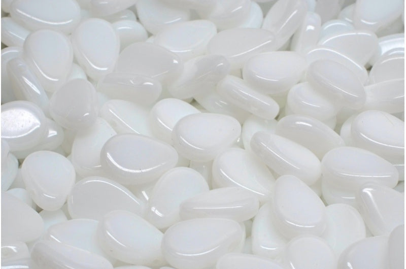 扁平泪珠,白色 (02010),玻璃,捷克共和国