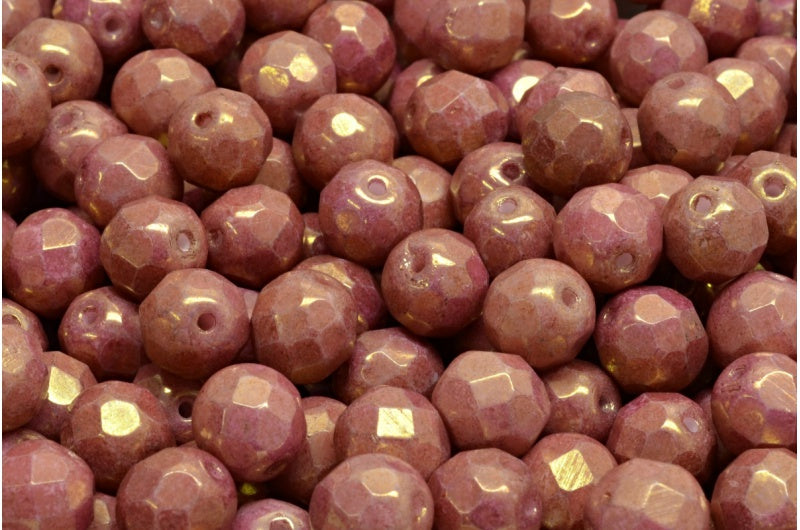 圆形火抛光刻面珠,粉笔白光泽紫罗兰全涂层(03000-14496),波西米亚水晶玻璃,捷克共和国