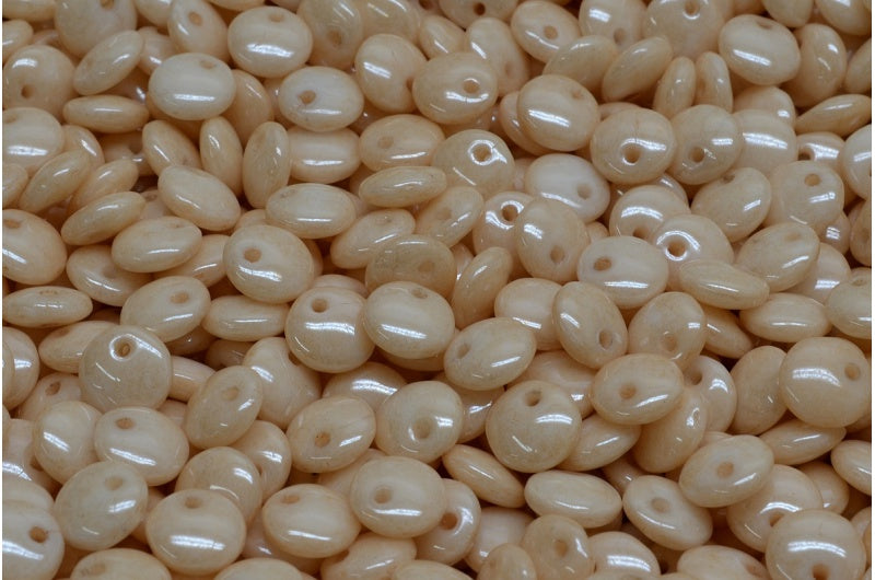 レンズ豆ビーズ、ホワイトラスターブラウンフルコーティング(02010-14413)、ガラス、チェコ共和国