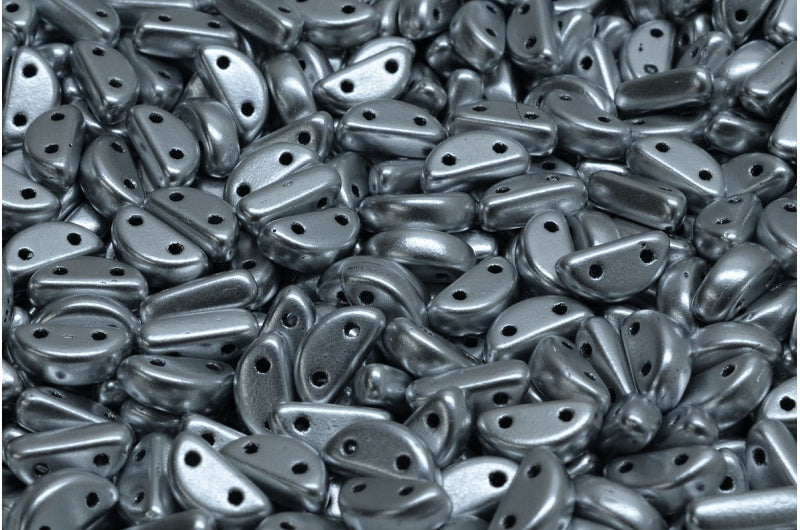 Half Moon Beads, Crystal Silver Matte (00030-01700), Glass, Czech Republic