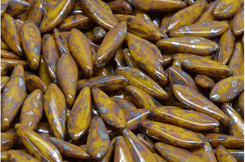 ダガービーズ、イエローピカソ(83120-43400)、ガラス、チェコ共和国