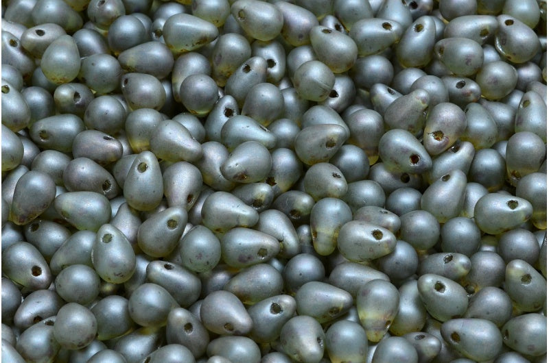 ドロップビーズ、クリスタルマットステイン、光沢グリーン(00030-84100-65455)、ガラス、チェコ共和国