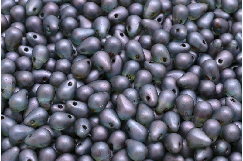 ドロップビーズ、クリスタルマットステイン、ラスターブルー(00030-84100-65431)、ガラス、チェコ共和国