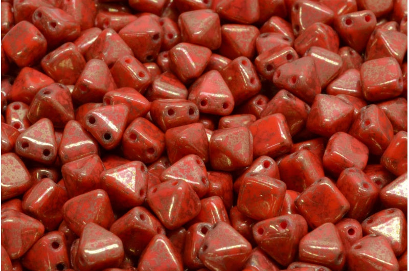 Pyramid Stud Beads, Red Terracotta Red (93400-15495),玻璃,捷克共和国
