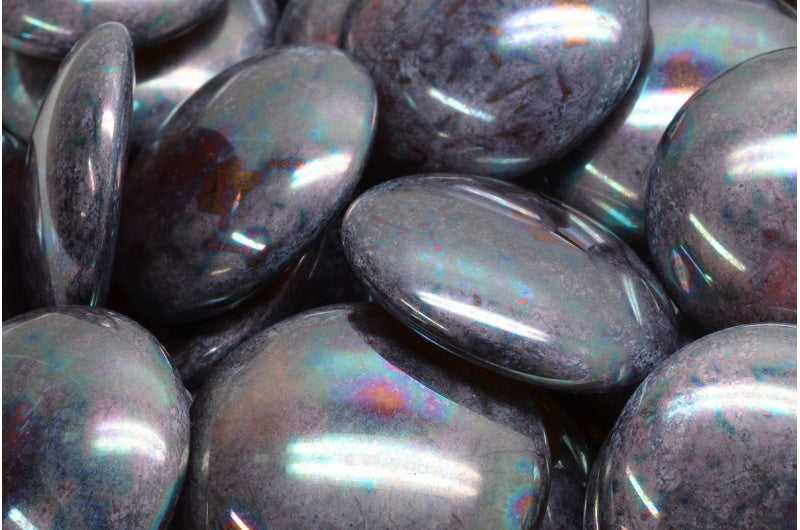 Cabochon Beads, Transparent Brown Nebula (10090-15001), Glass, Czech Republic
