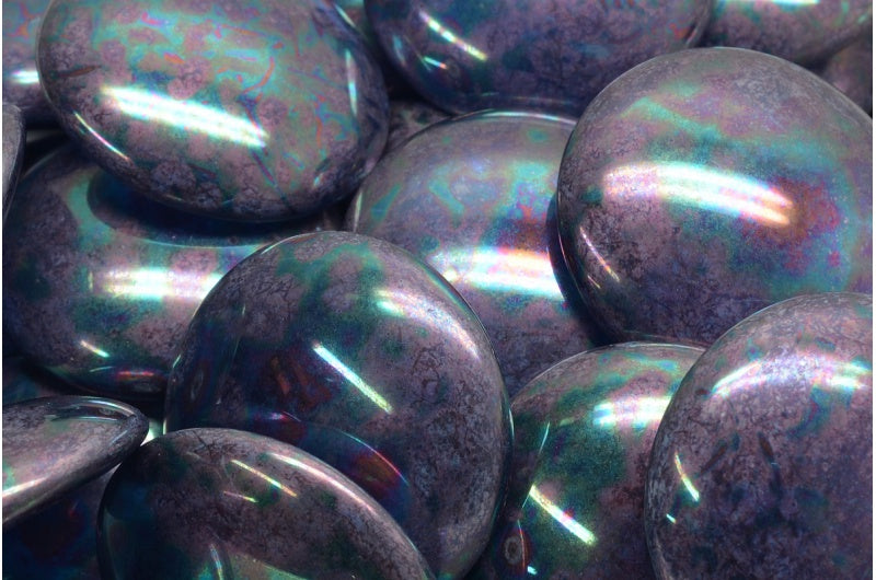 Cabochon 珠子,透明蓝色星云 (30030-15001),玻璃,捷克共和国