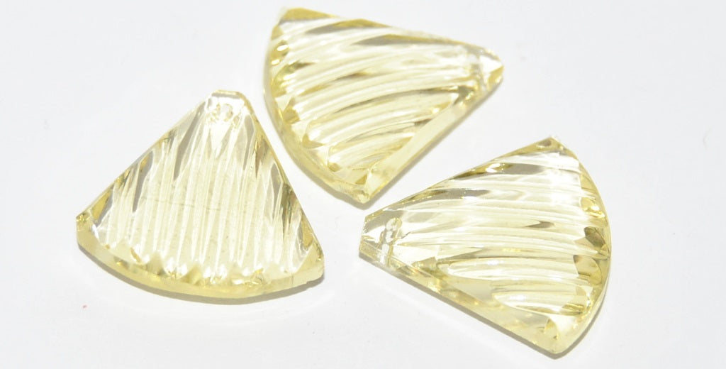 Cabochons Fan Faceted Flat Back Pendant With Hole, (Yonquille), Glass, Czech Republic