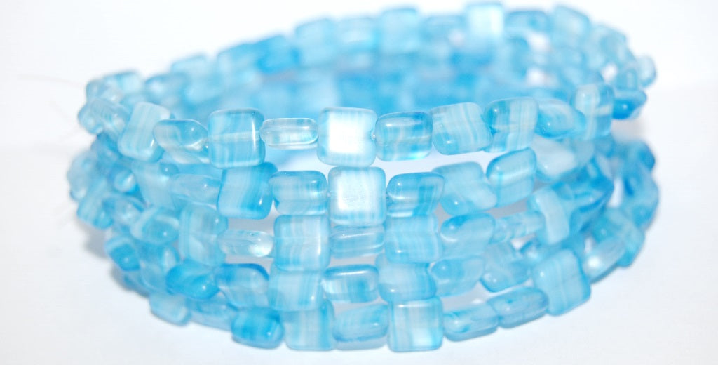 Flat Square Pressed Glass Beads, 65014 Matte (65014 M), Glass, Czech Republic