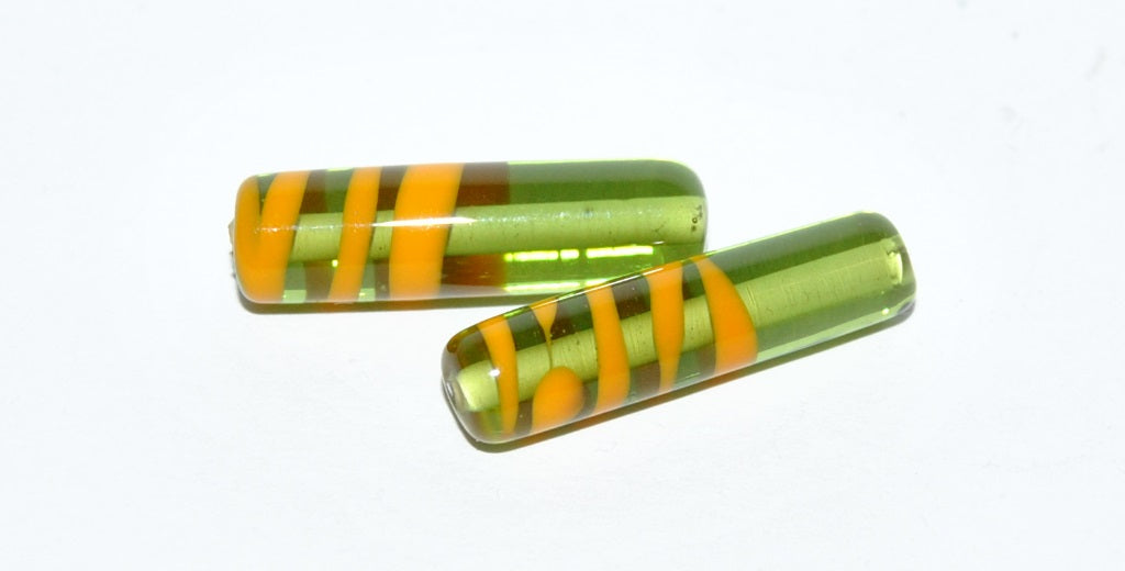 Czech Glass Hand Made Roller Tube Lampwork Beads, (268 A), Glass, Czech Republic
