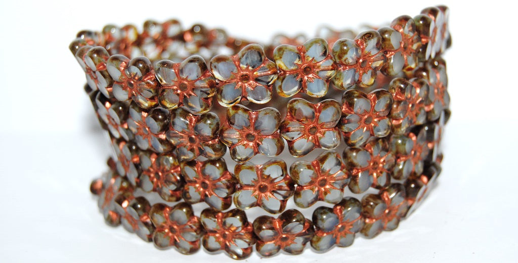 Table Cut Flower Beads Linum, 30014200 Travertin 55307 (30014200 86800 55307), Glass, Czech Republic