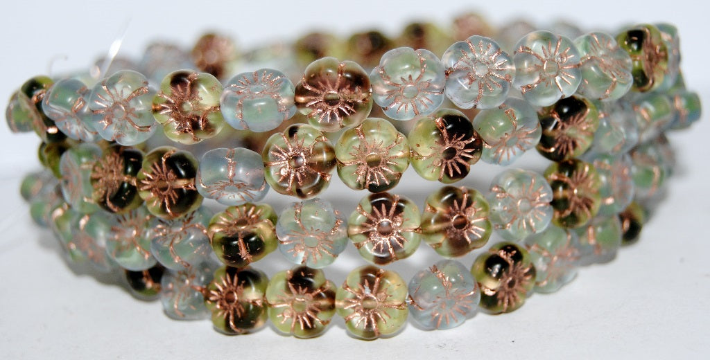 Hawaii Flower Pressed Glass Beads, Mixed Colors Pavi 54200 (Mix Pavi 54200), Glass, Czech Republic