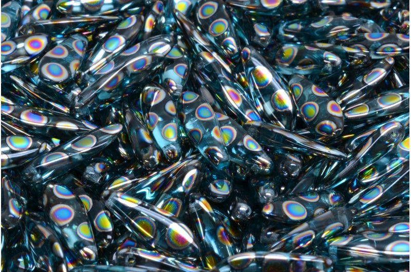 ダガービーズ、透明アクア 2810A (60000-2810A)、ガラス、チェコ共和国