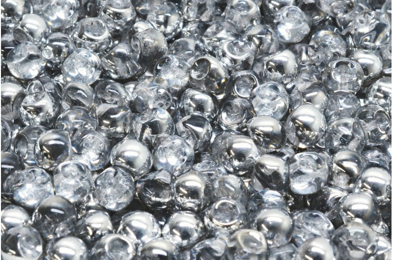 Mushroom Button Beads, Crystal Crystal Silver Half Coating (00030-27001), Glass, Czech Republic