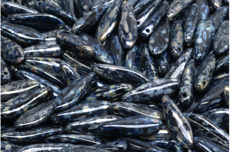 ダガービーズ、ブラックピカソ(23980-43400)、ガラス、チェコ共和国