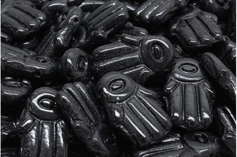 ハムサハンドビーズ、黒(23980)、ガラス、チェコ共和国