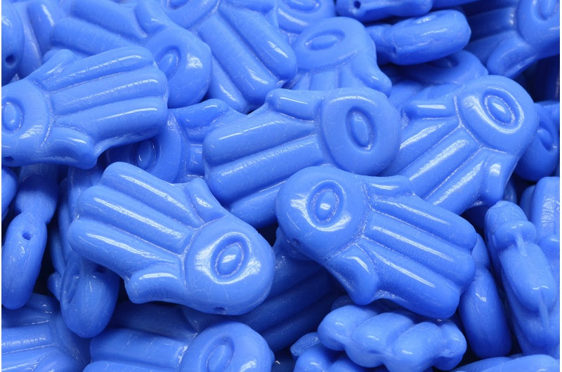 ハムサハンドビーズ、不透明ブルー(33040)、ガラス、チェコ共和国