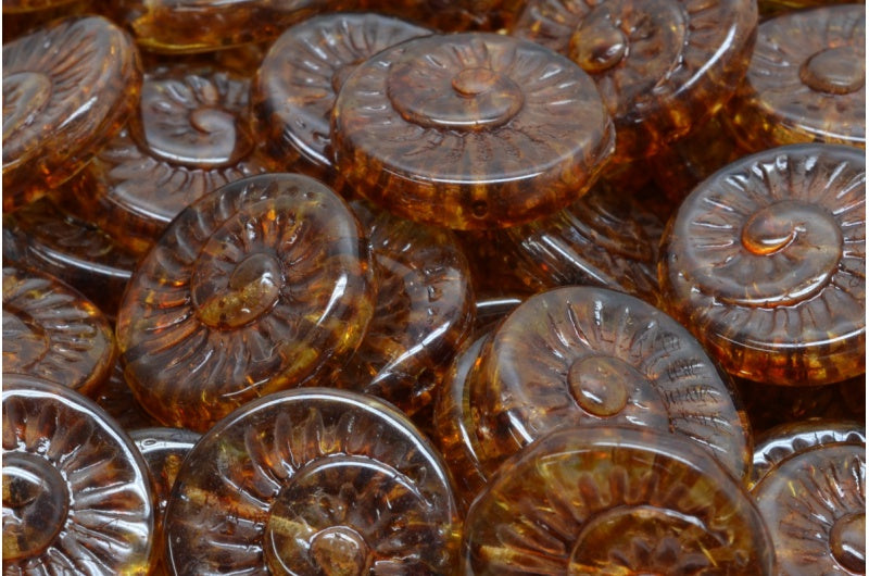 Fossil Shell Beads, Crystal Travertin (00030-86800), Glass, Czech Republic