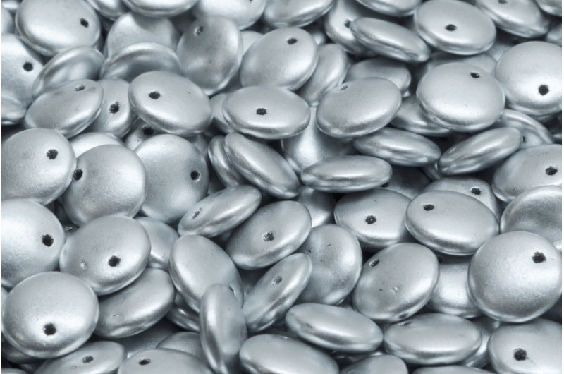 レンズ豆ビーズ、クリスタルシルバーマット(00030-01700)、ガラス、チェコ共和国