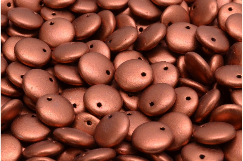 レンズ豆ビーズ、クリスタルコッパーマット(00030-01750)、ガラス、チェコ共和国