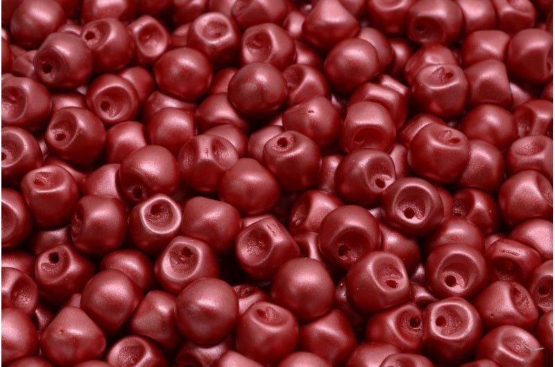 Mushroom Button Beads, White Dark Coral (02010-25010), Glass, Czech Republic