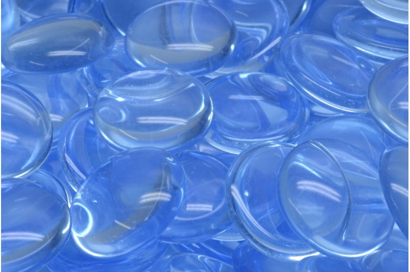 Cabochon Beads, Transparent Blue (30010), Glass, Czech Republic
