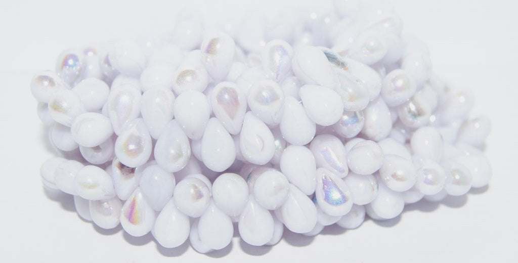 Pear Drop Pressed Glass Beads, Transparent Light Amethyst Ab (21000 Ab), Glass, Czech Republic