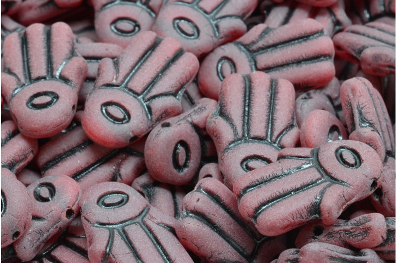 ハムサハンドビーズ、オパールレッドブラックラインマット(91260-46441-84100)、ガラス、チェコ共和国