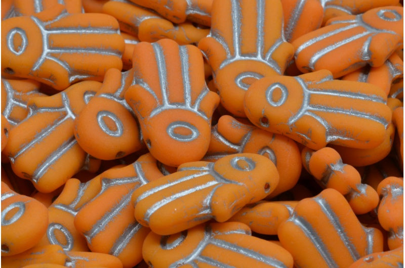 ハムサハンドビーズ、不透明イエローシルバーラインマット(93110-54301-84100)、ガラス、チェコ共和国