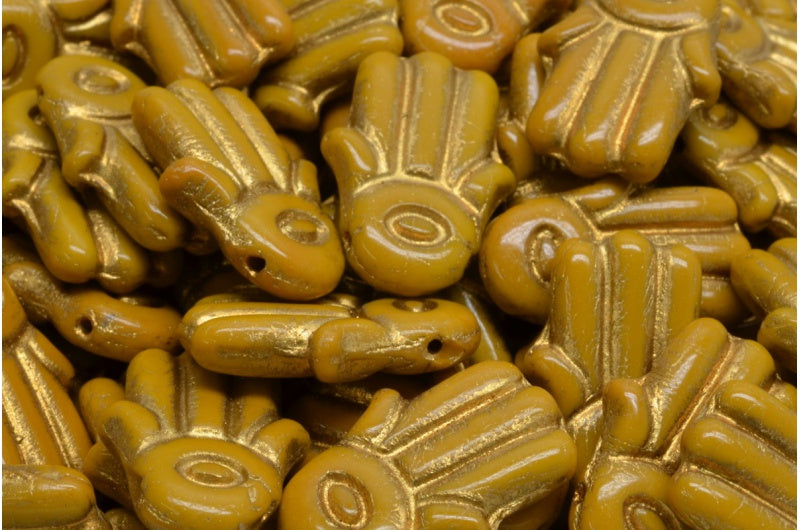 ハムサハンドビーズ、13740ゴールドライン(13740-54302)、ガラス、チェコ共和国