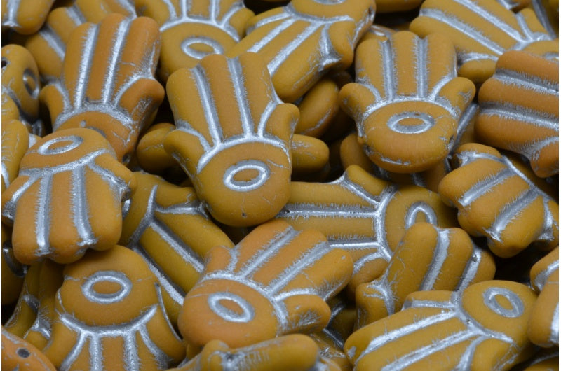 Hamsa Hand Beads, 13740 Silver Lined Matte (13740-54301-84100), Glass, Czech Republic